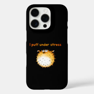 Funny Stressed Pufferfish Cartoon iPhone 16 Pro Case