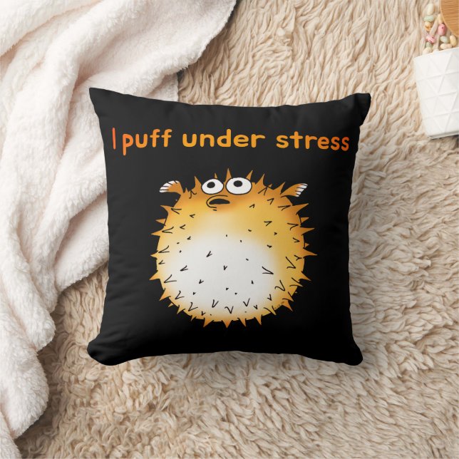 Funny Stressed Pufferfish Cartoon Cushion (Blanket)