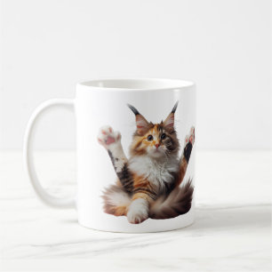 Funny Stretching Maine Coon Kitten Photo Coffee Mug
