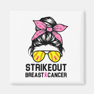 Funny Strike Out Breast Cancer Awareness Softbyll Magnet