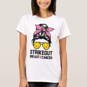 Funny Strike Out Breast Cancer Awareness Softbyll T-Shirt