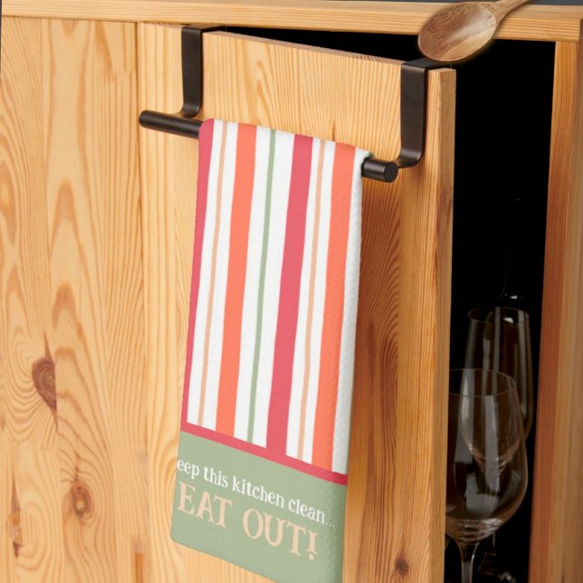 Funny Stripe Eat Out Customisable Quote Tea Towel (Creator Uploaded)