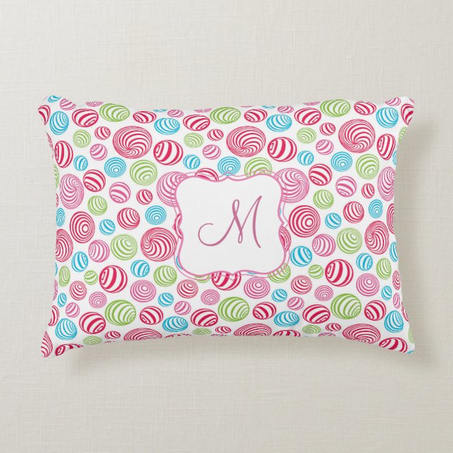 Funny Striped Candies in pastel colours monogram Decorative Cushion (Front)