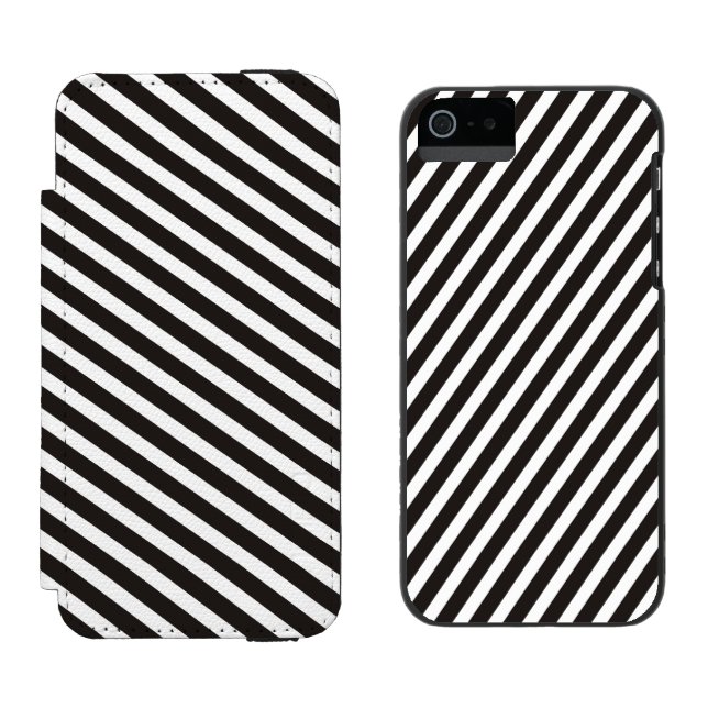 Funny Stripes BLACK diagonal + your backgr. colour Incipio iPhone Wallet Case (Side by Side)