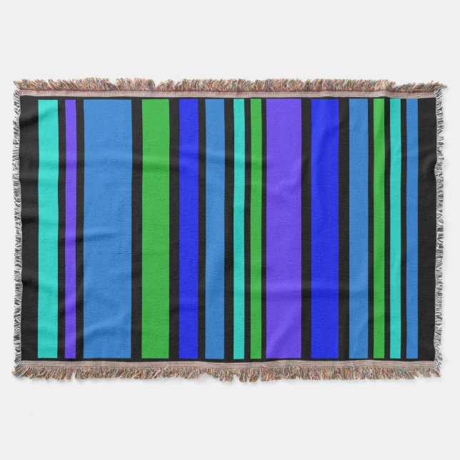 Funny Stripes coloured IV + your background colour Throw Blanket (Front)