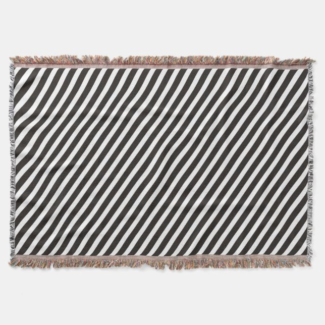 Funny Stripes Pattern - black white + your idea Throw Blanket (Front)