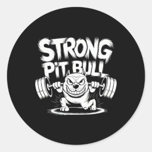 Funny Strong Crucifix Lifting Pitbull  Classic Round Sticker