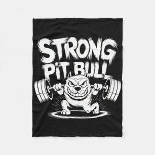 Funny Strong Crucifix Lifting Pitbull  Fleece Blanket