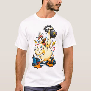 Funny Strong Duck Lifting Weights Gym Workout T-Shirt