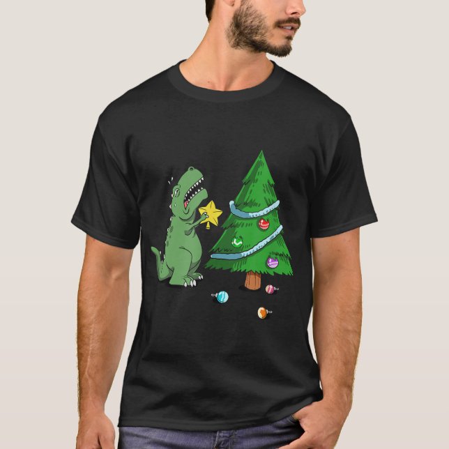 Funny Struggle Is Real Dinosaur Christmas Tree Sta T-Shirt (Front)