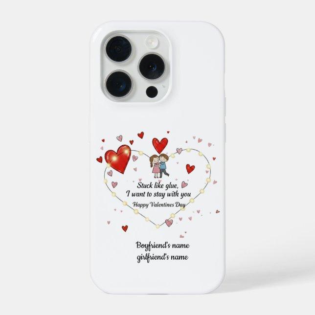 funny stuck like glue personalized couple's iPhone case (Back)