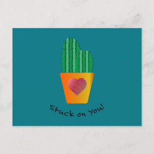 Funny Stuck On You Cactus Postcard