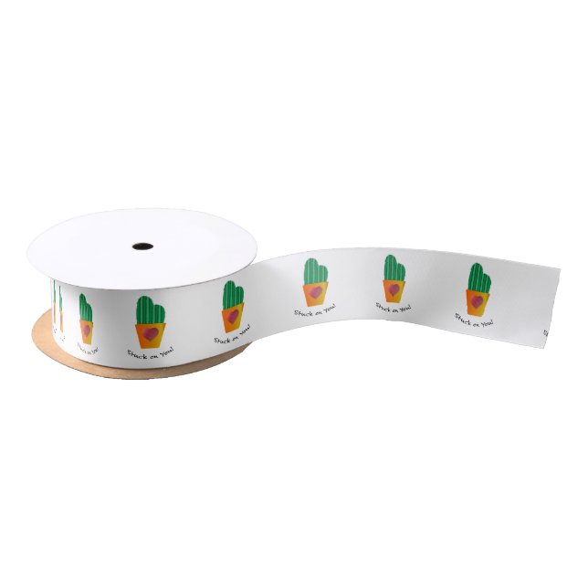 Funny Stuck On You Cactus Satin Ribbon (Spool)