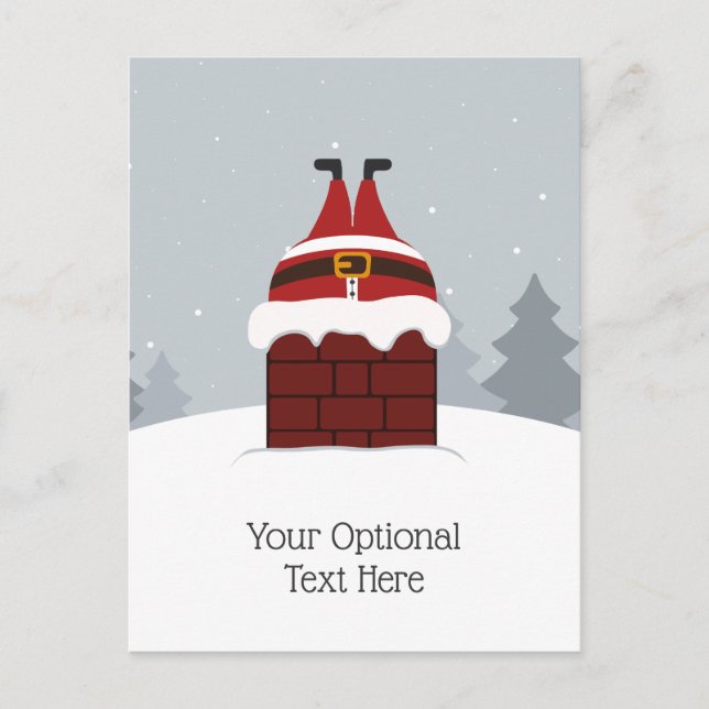 Funny Stuck Santa custom postcard (Front)
