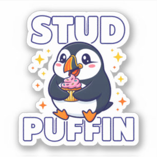 Funny Stud Puffin Cute Bird Cupcake Pun Graphic