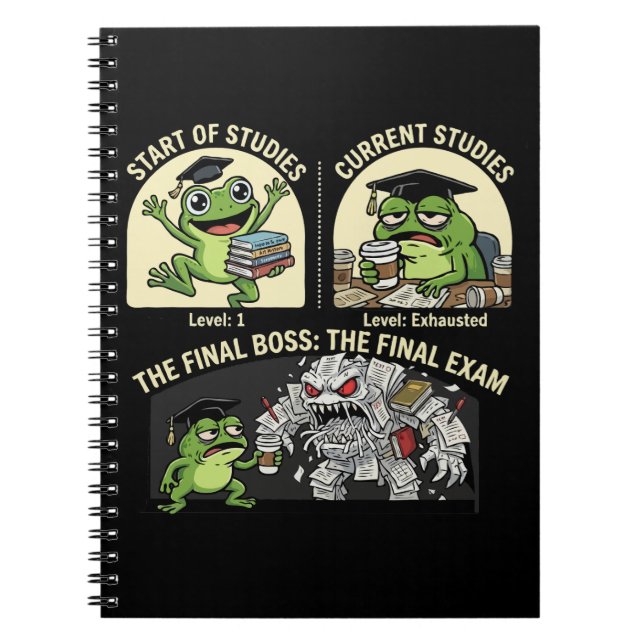  Funny Student Frog Final Exam Level Boss Notebook (Front)