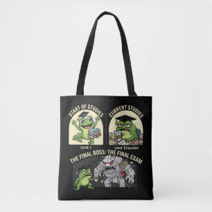 Funny Student Frog Final Exam Level Boss Tote Bag