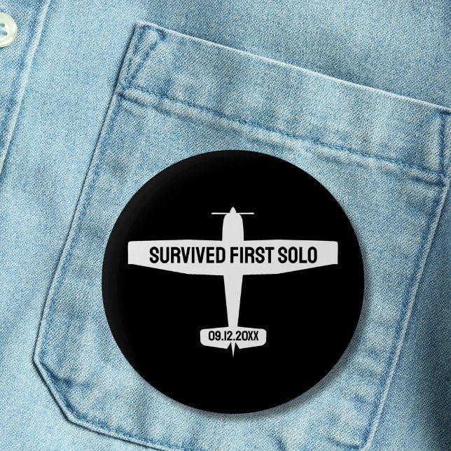 Funny Student Pilot Survived First Solo Aeroplane 6 Cm Round Badge (Creator Uploaded)