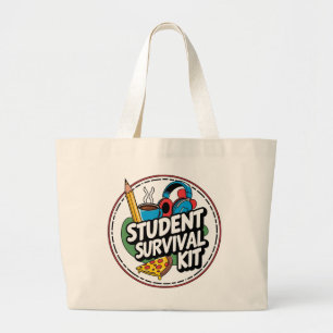 Funny Student Survival Kit Back to School Shirt Large Tote Bag