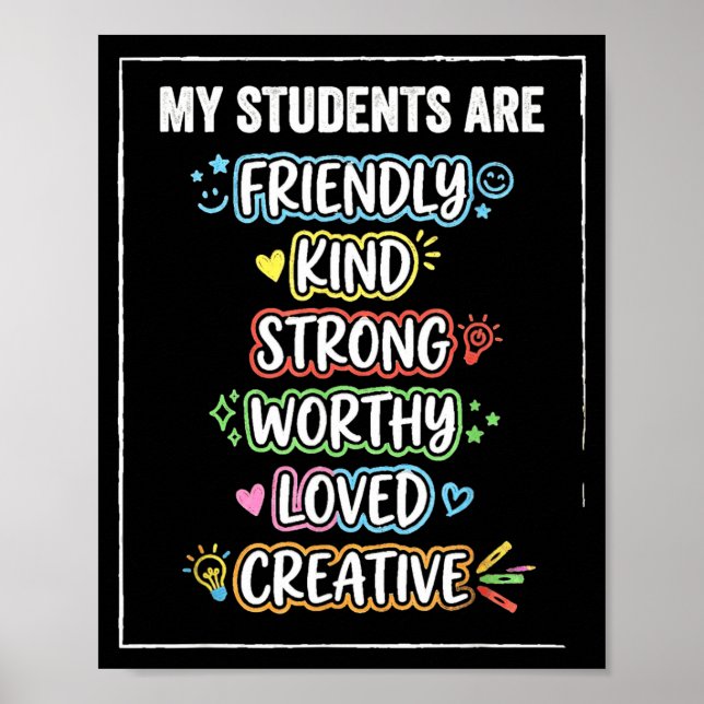 Funny students are kind strong autism awareness poster (Front)