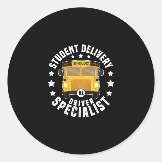 funny students bus-driver school bus drivers classic round sticker (Front)