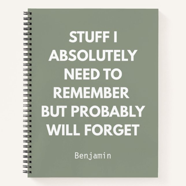 Funny "Stuff I Need To Remember"  Personalised Notebook (Front)
