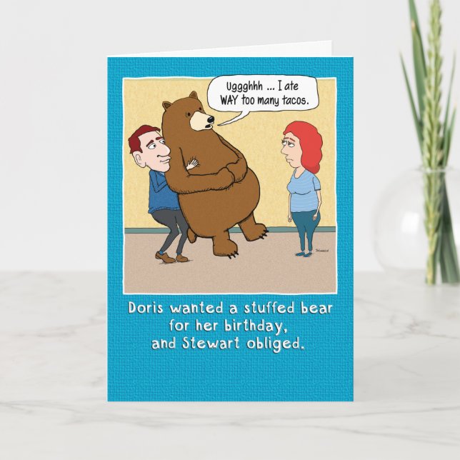 Funny Stuffed Bear Birthday Card (Front)