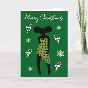 Funny Stylish African American Girl Christmas Card
