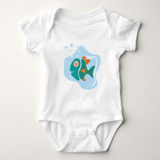 Funny Stylish Fish Baby Bodysuit (Front)