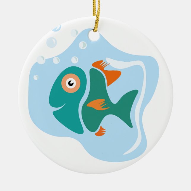 Funny Stylish Fish Ceramic Ornament (Front)
