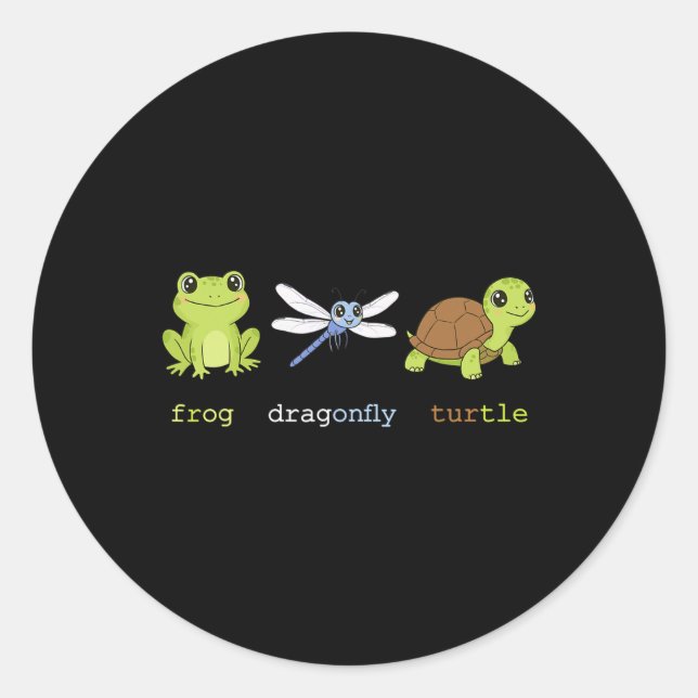 Funny Subtle Political Frog Dragonfly Turtle Resis Classic Round Sticker (Front)