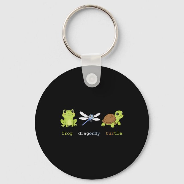 Funny Subtle Political Frog Dragonfly Turtle Resis Key Ring (Front)