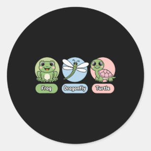 Funny Subtle Political Humour Frog Dragonfly Turtl Classic Round Sticker