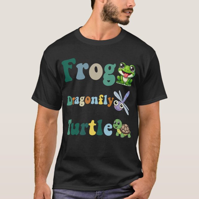 Funny Subtle Political Humour Frog Dragonfly Turtl T-Shirt (Front)