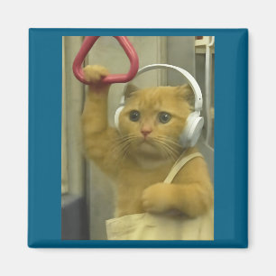 Funny Subway Cat Meme Stud Brainrot Cats Humor Kit Magnet