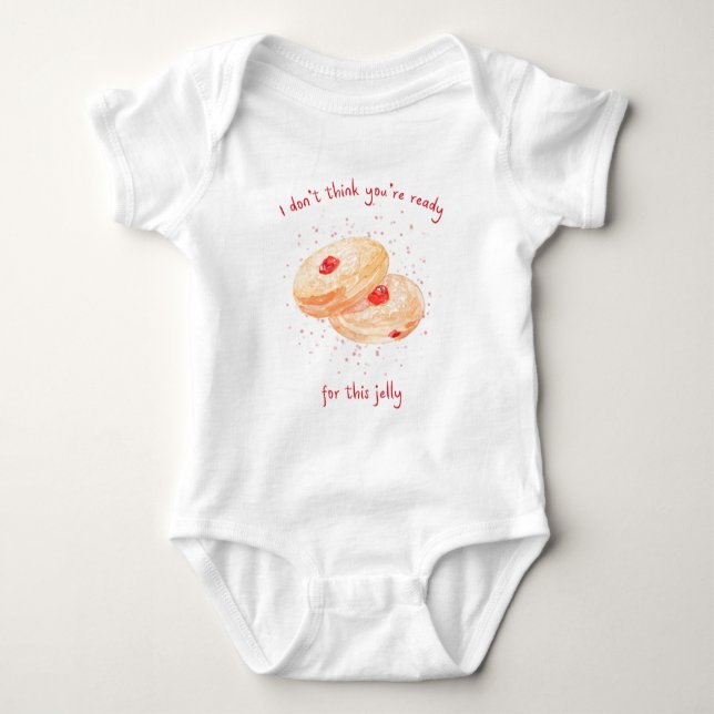 Funny Sufganiyot Jelly Doughnut Cute Hanukkah Baby Bodysuit (Front)