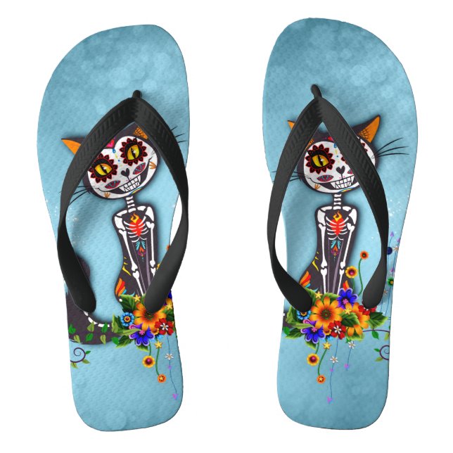 Funny sugar skeleton cat thongs (Footbed)