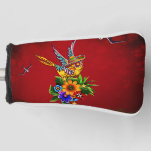 Funny sugar skull bird golf head cover