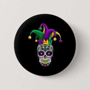 Funny Sugar Skull Mardi Gras Party Apparel 6 Cm Round Badge