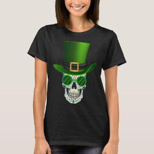 Funny Sugar Skull Saint Patricks Day of Dead Pullo T-Shirt