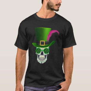 Funny Sugar Skull Saint Patricks Day of Dead Pullo T-Shirt