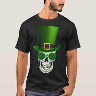 Funny Sugar Skull Saint Patricks Day of Dead T-Shirt