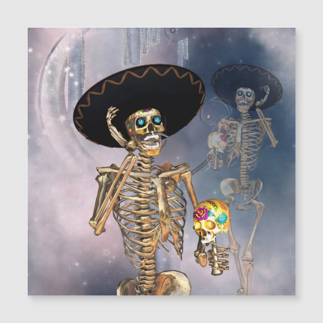 Funny sugar skull with maxican hat (Front)