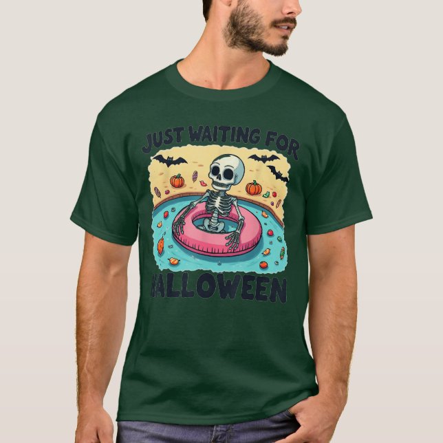 Funny Summer 2025 Spooky Skeleton Just Waiting For T-Shirt (Front)