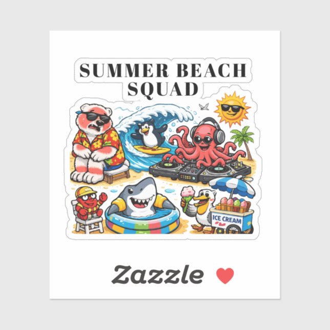 Funny Summer Beach Party Animals - DJ Octopus & Su (Sheet)