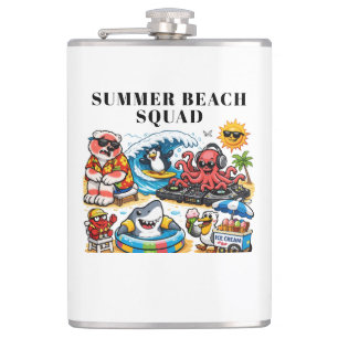 Funny Summer Beach Party Animals - DJ Octopus & Su Hip Flask
