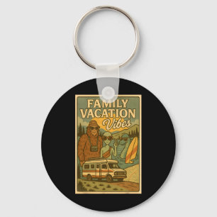 Funny Summer Bigfoot Family Vacation Alien Nessie Key Ring