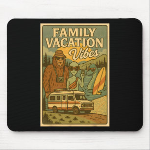 Funny Summer Bigfoot Family Vacation Alien Nessie Mouse Pad