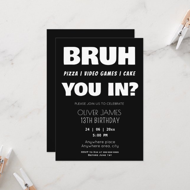 Funny summer boy birthday invitation  (Front/Back In Situ)