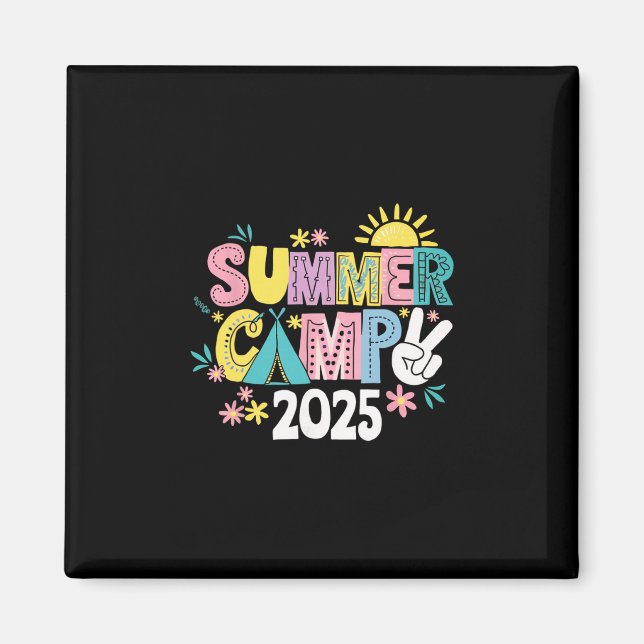 Funny Summer Camp 2025 Summer Vacation Matching Fa Magnet (Front)